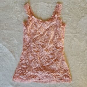Womens Pink Lace Tank Top